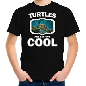 Dieren zee schildpad t-shirt zwart kinderen - turtles are cool shirt jongens en meisjes - T-shirts