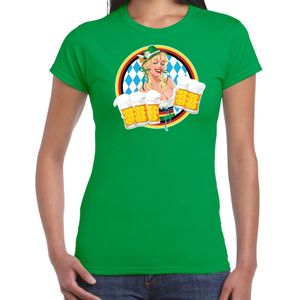 Oktoberfest verkleed t-shirt voor dames - Duits bierfeest kostuum/kleding - groen - Feestshirts