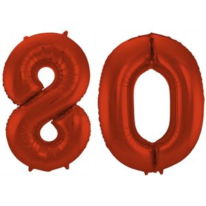 Grote folie ballonnen cijfer 80 in het rood 86 cm - Ballonnen
