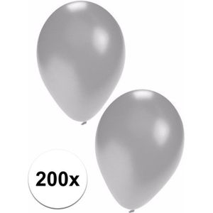 Feest ballonnen in zilverkleur 200 stuks - Ballonnen