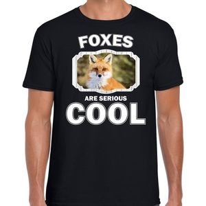 Dieren vos t-shirt zwart heren - foxes are cool shirt - T-shirts