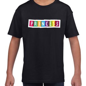 Princess fun tekst t-shirt zwart kids - Feestshirts