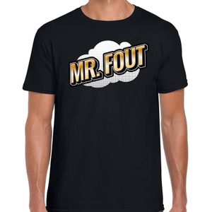 Mr. Fout t-shirt in 3D effect zwart voor heren - foute party fun tekst shirt outfit - popart - Feestshirts
