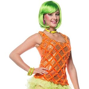 Neon oranje eighties hemd - Carnavalskostuums