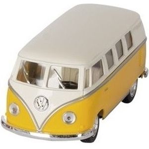 Miniatuur model auto Volkswagen T1 two-tone geel/wit 13,5 cm - Speelgoed auto's