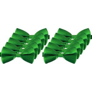 10x Carnaval/feest groene vlinderstrik/vlinderdas 12 cm verkleedaccessoire voor volwassenen - Verkleedstrikjes