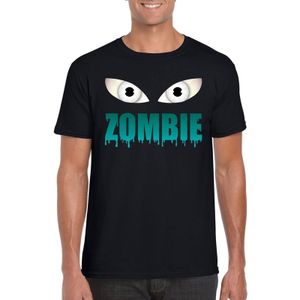 Halloween zombie ogen t-shirt zwart heren - Carnavalskostuums