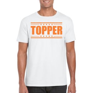 Verkleed T-shirt voor heren - topper - wit - oranje glitters - feestkleding - Feestshirts