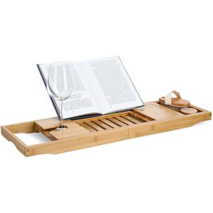 Zeller badrek/badplank - uitschuifbaar - 70-105 cm - bamboe hout - luxe