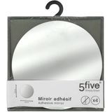 5Five Plak spiegels tegels - 4x stuks - glas - zelfklevend - 20 x 20 cm - rondjes - muur/deur/wand