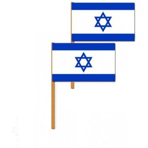 4x stuks luxe zwaaivlag op stok vlag Israel 30 x 45 cm - zwaaivlaggen