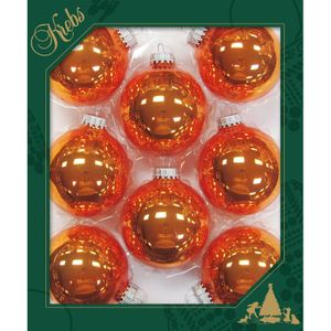Krebs kerstballen - 8x st - oranje - 7 cm - glas - orange crunch - Kerstbal