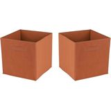 Opbergmand/kastmand Square Box - 4x - karton/kunststof - 29 liter - oranje - 31 x 31 x 31 cm - Opbergmanden