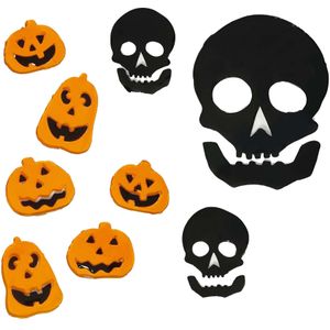 Horror gel raamstickers pompoenen en doodskoppen - 2x vellen - Halloween thema decoratie/versiering - Feeststickers
