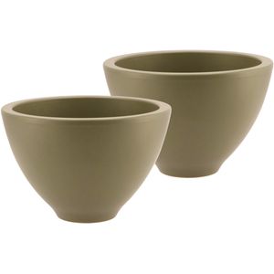 DK Design Bloempot/plantenpot - 2x - Vinci - olijfgroen mat - voor kamerplant - D15 x H23 cm - Plantenpotten