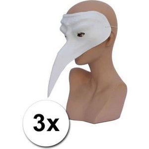 3 witte snavelmaskers voor volwassenen - Verkleedmaskers