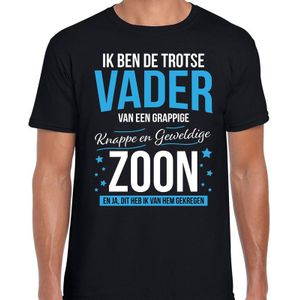 Trotse vader / zoon cadeau t-shirt zwart voor heren - Feestshirts