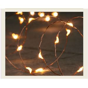 Draadverlichting - koper- 10 led lampjes - warm wit - batterij - 100 cm - Lichtsnoeren