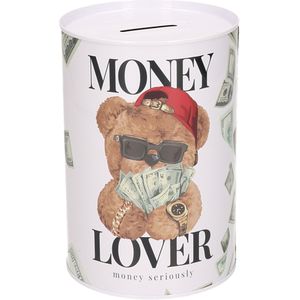 Spaarpot blik money lover - beertje - 10 x 15 cm - Spaarpotten