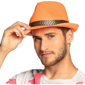 Trilby hoed oranje voor volwassenen - Verkleedhoofddeksels