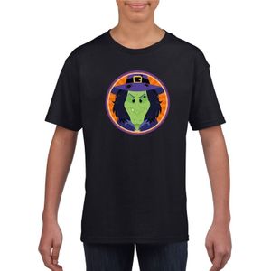 Halloween heks t-shirt zwart kinderen - Carnavalskostuums