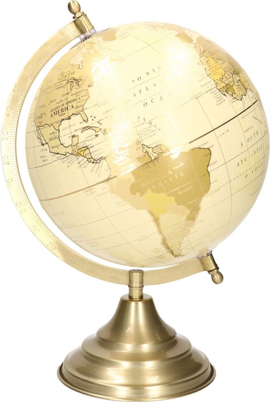 het einde Aardappelen Atletisch Decoratie wereldbol/globe goud/ecru op metalen voet 22 x 34 cm -  Wereldbollen (cadeaus & gadgets) | € 34 bij Primodo.nl | beslist.nl