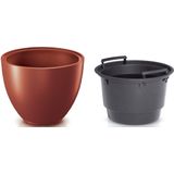 Plantenpot/bloempot Sevilla - 2x - buiten/binnen - kunststof - koper - D30 x H23 cm - Plantenpotten