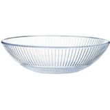 3x Salade schalen/slakommen van glas met relief 26 cm - Schalen en kommen - Keuken accessoires