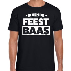 Fun t-shirt feest baas zwart voor heren - feest liefhebber shirt - Feestshirts