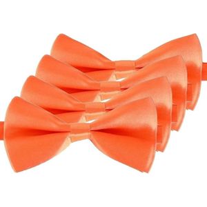 4x Carnaval/feest oranje vlinderstrik/vlinderdas 14 cm verkleedaccessoire voor volwassenen - Verkleedstrikjes