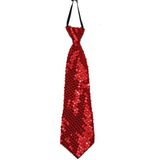 4x stuks rode pailletten stropdas 32 cm - Verkleedstropdassen