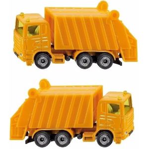 Set van 2x stuks speelgoed SIKU vuilniswagens truck schaalmodel 10 cm - Speelgoed vrachtwagens