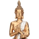 Boeddha beeld voor binnen 20 cm met 12x geurkaarsen Spiritual Jasmin - Beeldjes