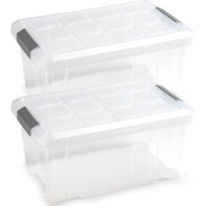 6x stuks Opslagbakken/organizers met deksel 5 liter 29 x 19 x 14 cm transparant - Opbergbakken