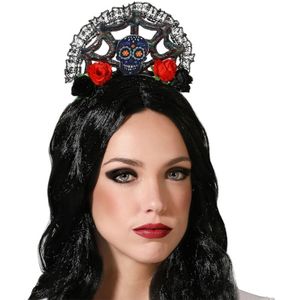 Halloween/horror verkleed diadeem/tiara hoedje - vampier queen/princess - kunststof - dames/meisjes - Verkleedhoofddeksels