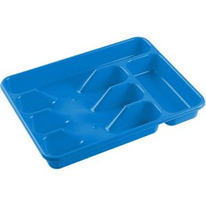 Bestekbak/bestekhouders 5-vaks blauw - 34 x 26 x 5 cm - Keuken opberg accessoires