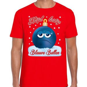 Rood fout kerstshirt / t-shirt Blauwe ballen voor heren - kerst t-shirts
