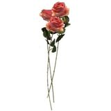 3x Roze Roos 45 cm kunstplant steelbloem - Kunstbloemen