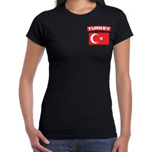 Turkey t-shirt met vlag Turkije zwart op borst voor dames - Feestshirts
