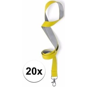 20x sleutelkoord geel met grijs 50x2 cm - Keycords