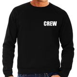 Crew tekst grote maten sweater / trui zwart heren - Feesttruien