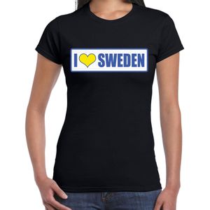 I love Sweden / Zweden landen t-shirt zwart dames - Feestshirts