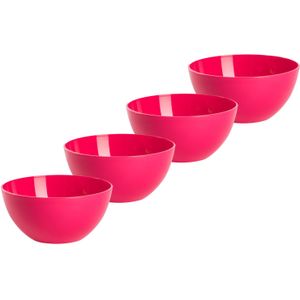 Plasticforte kommetjes/schaaltjes - 4x - dessert/ontbijt - kunststof - D17 x H7 cm - fuchsia roze