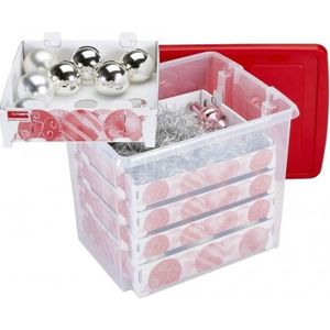 Nesta Kerstballen Opbergbox 45L - Trays voor 64 kerstballen - Transparant/grijs