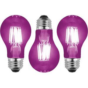 Halloween feestverlichting lamp gekleurd - 3x - paars - 5W - E27 fitting - griezelige decoratie - Discolampen