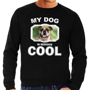 Britse bulldog honden sweater / trui my dog is serious cool zwart voor heren - Sweaters