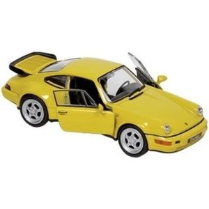Modelauto Porsche 964 Carrera geel 1:34 - speelgoed auto schaalmodel
