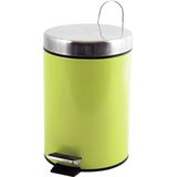 Prullenbak/pedaalemmer - metaal - appelgroen - 3 liter - 17 x 25 cm - Badkamer/toilet - Pedaalemmers