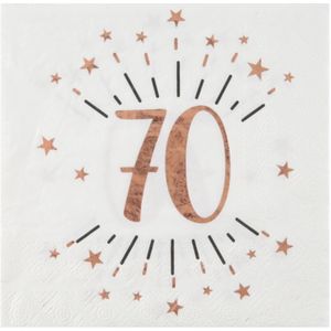 Verjaardag feest servetten leeftijd - 10x - 70 jaar - rose goud - 33 x 33 cm - Feestservetten
