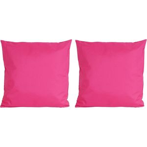 Set van 4x stuks bank/Sier kussens voor binnen en buiten in de kleur fuchsia roze 45 x 45 cm Tuinkus - Sierkussens